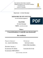 Memoire de Fin D'Etude: Caractérisation Et Contrôle Non Destructif Des Soudures