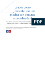 Sabes Cómo Impermeabilizar Una Piscina Con Pinturas Especializadas