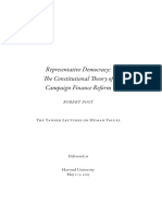 Representative Democracy: The Constitutional Theory of Campaign Finance Reform