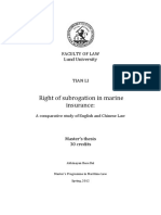 Right of Subrogation in Marine Insurance-A Comparative Study of English and Chinese Law