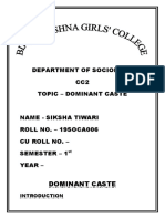 Department of Sociology CC2 Topic - Dominant Caste