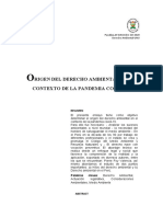 Origen Del Derecho Ambiental en El Contexto de La Pandemia Covid-19