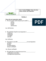 Revision Workshest - MCQ - Metals and Non Metals