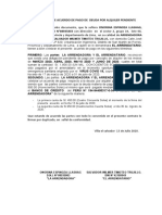 Constancia de Acuerdo de Pago de Deuda Por Alquiler Pendiente