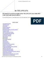 List of Banks in TELANGANA With IFSC Codes PDF