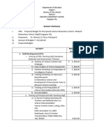 Budget Proposal: I. Training of SSES Teaching Staff (Handouts, Materials and Honoraria For Trainers)