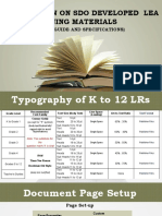 Orientation On Sdo Developed Lea Rning Materials: (Style Guide and Specifications)