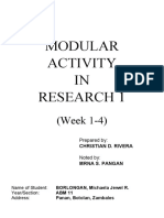 Modular Activity IN Research 1: (Week 1-4)