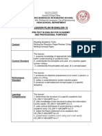 Lesson Plan in English 12: Pre-Test in English For Academic and Professional Purposes