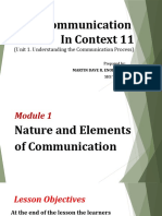 Oral Communication in Context 11: (Unit 1. Understanding The Communication Process)