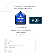 Analyzing of Water Resources Systems Using Linear Programming and Transportation Method