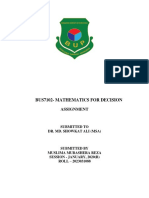 Bus7102-Mathematics For Decision: Assignment