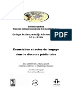 Enonciation Et Actes de Langage Dans Le PDF