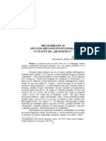 Metalimbajul (I) Situaţia Metatextului Literar Cu Statut de Ars Poetica"