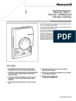 Xe70 Series T6370/T6371: Fan-Coil Thermostats Fan Only Control