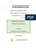 Diseño Del Proceso de Producción de Biodiesel y Glicerina A Partir de Una Oleaginosa PDF