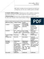 1-Catalytic Cracking:: Table (1) Compartion Between Catalytic Cracking, Catalytic Hydrocracking and Hydrotreating