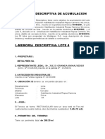 Memoria Descriptiva de Acumulacion - Lote 4,5,6