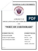 "Writ of Certiorari": Chanakya National Law University