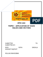 MTH 101 Topic: - : Application of Eigen Values and Vectors