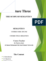 Lecture Three: The Scope of Semantics