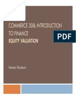 Commerce 308: Introduction To Finance: Equity Valuation