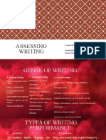 Assessing Writing: Compiled By: Zumala Fajriyyatul Husna (1703046106) Nurma Zuhri Ana Ad'hani (1703046107)