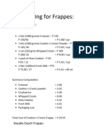 Costing For Frappes