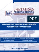 Programa de Prevencion de Riesgos Ocupacionales Ugb 2018-2019 PDF