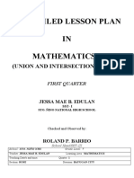 A Detailed Lesson Plan IN Mathematics 7: Union and Intersection of Sets