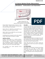 Specifications - Instructions and Operation: Mark II Series Molded Plastic Manometers