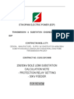 230/33Kv Bole Lemi Substation Calculation Note - Protection Relay Setting - 33Kv Feeder