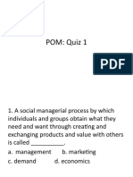 Principles of Marketing Quiz Sample