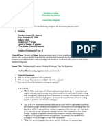 Manhattan College Education Department Lesson Plan Template