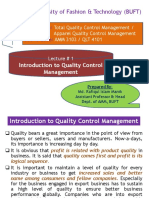 Lecture-01 (TQM-Introduction To Quality Control Management) PDF