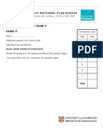 Math Paper Semester Exam 1 Grade 5: Pelita Hati National Plus School