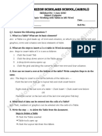 GRADE 6-Subject Computer-Skillsheet No.1-Topic-Working With Tables