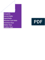 Liquidity Analysis Working Capital CA and CL Current Ratio Liquid Ratio Absolute Cash Ratio Inventory Days Debtor Days Creditor Days