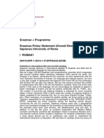 Erasmus + Programme Erasmus Policy Statement (Overall Strategy) Sapienza University of Rome I Roma01