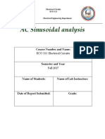 AC Sinusoidal Analysis: Course Number and Name