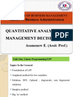 Master of Business Administration: Quantitative Analysis For Management Decisions