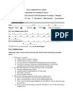 Answer Sheet: Academic Year:2012 EC, Year: 2