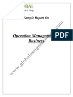 Operation Management in Business: Sample Report On