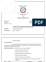 Course Plan Nursing Administration