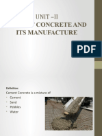 Unit - Ii: Cement Concrete and Its Manufacture