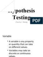 Hypothesis Testing: Charity I. Mulig