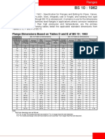 Flange Dimensions Based On Tables D and E of BS 10: 1962