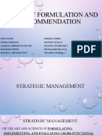 Strategy Formulation and Recommendation