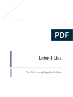 Lecture 4: Lists: Data Structure and Algorithm Analysis