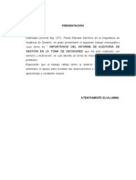 Importancia Del Informe de Auditoria de Gestion para La Toma de Decisiones